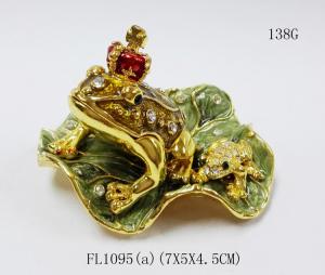 Quality Leaves the frog shape trinket box with rhinestone for lovely jewelry box wholesale