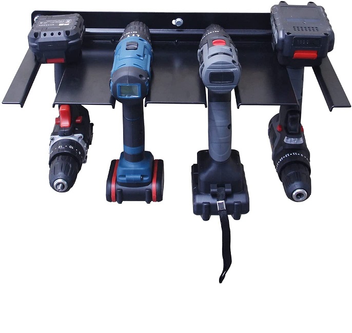 Organize and Store Up to Four Cordless Drills with this Wall-Mounted Storage Rack