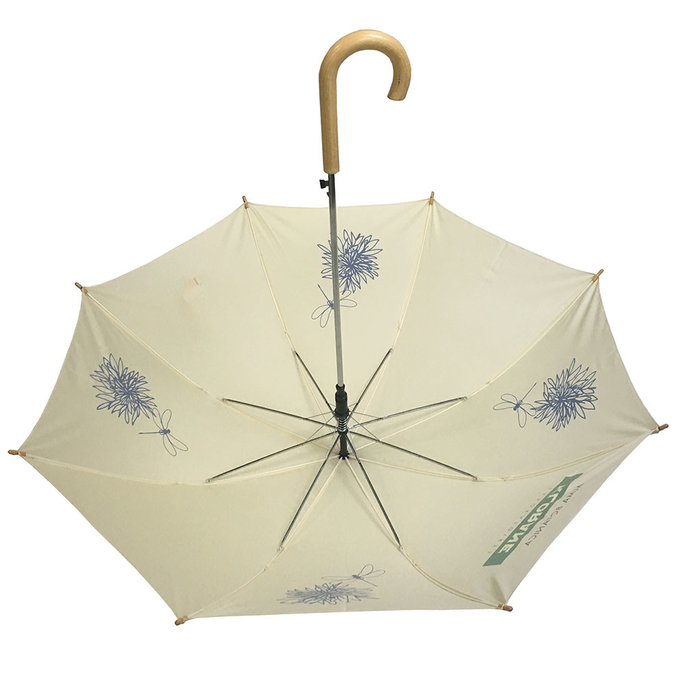 23''X8K Auto Open 10mm Metal Shaft Wooden Handle Umbrella