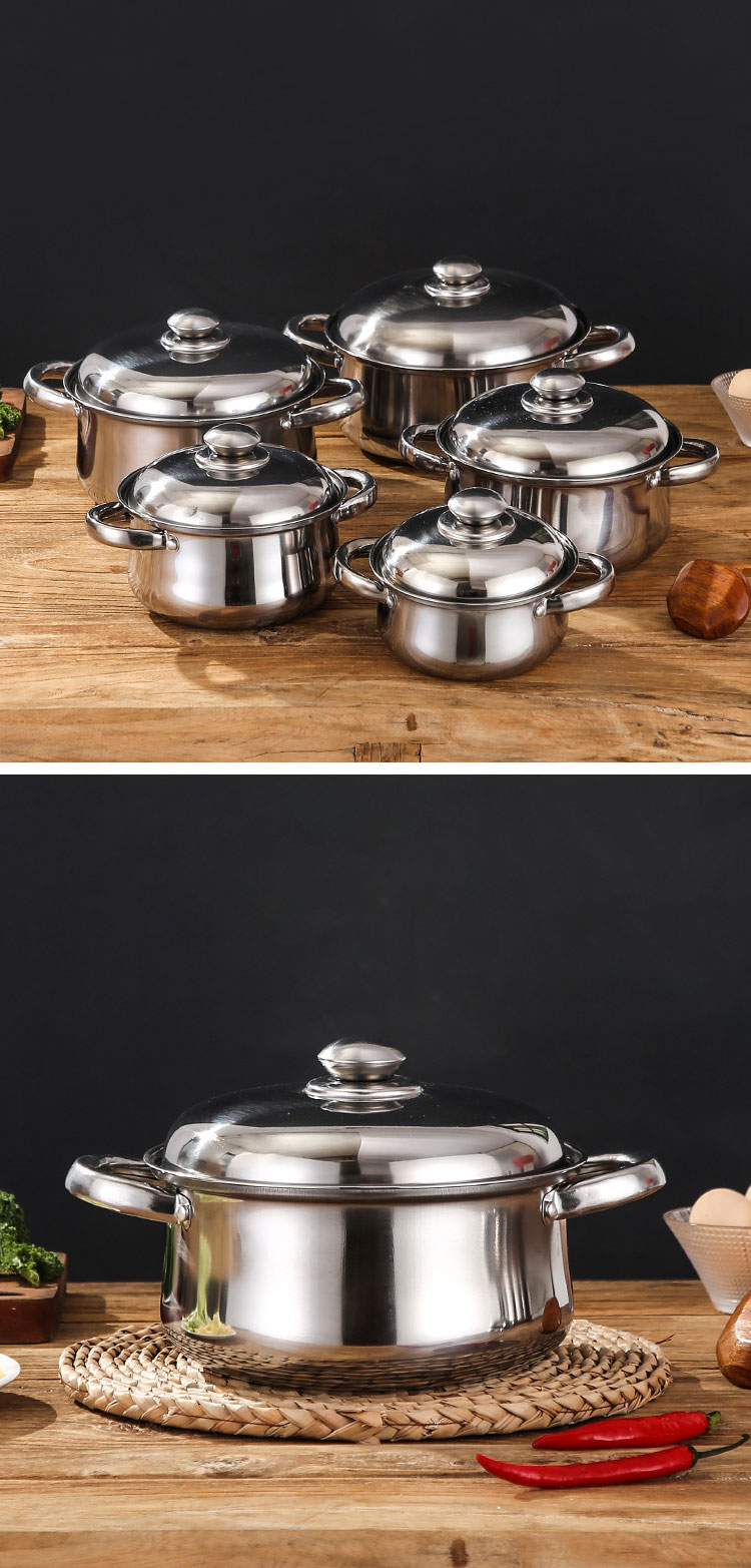 OEM/ODM 10 Piece Stainless Steel Cookingware Pot Set Cooking Pot Set Ollas Kitchen Ware Pot Cookware Sets