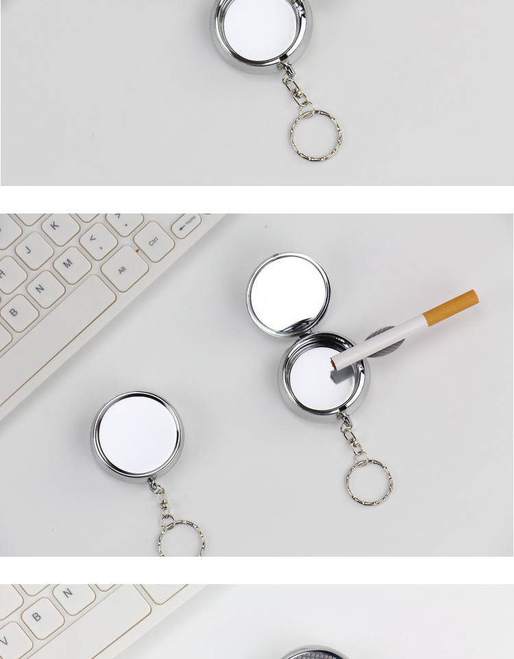 Portable Custom Round Ashtray Keychain Creative Stainless Steel