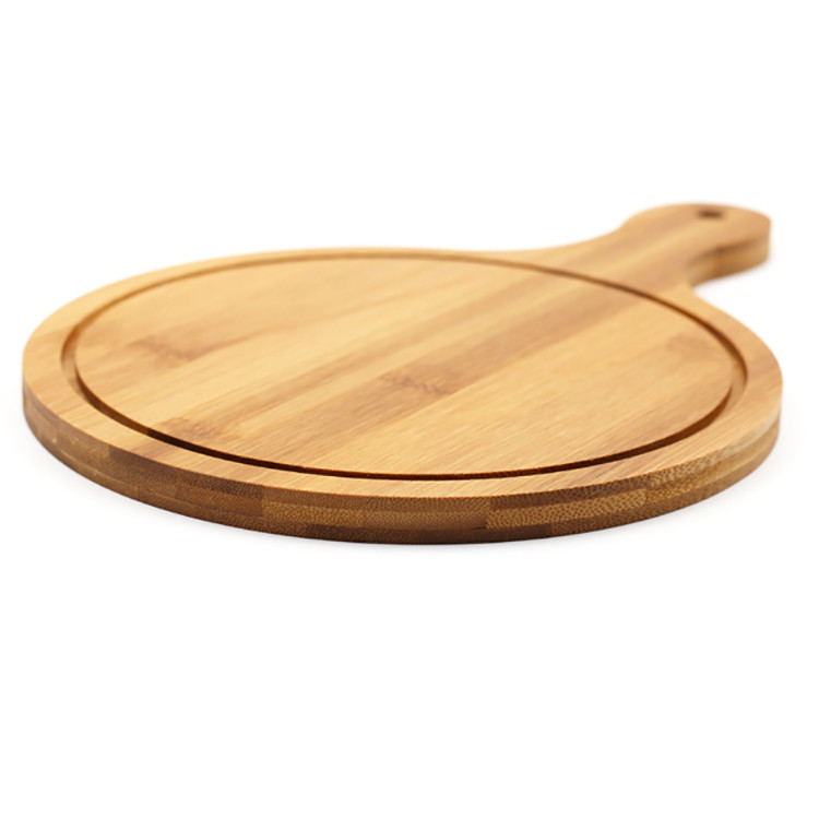 Wood Handle 7'' 9'' Bamboo Pizza Plate Customized Paddle Cutting Board