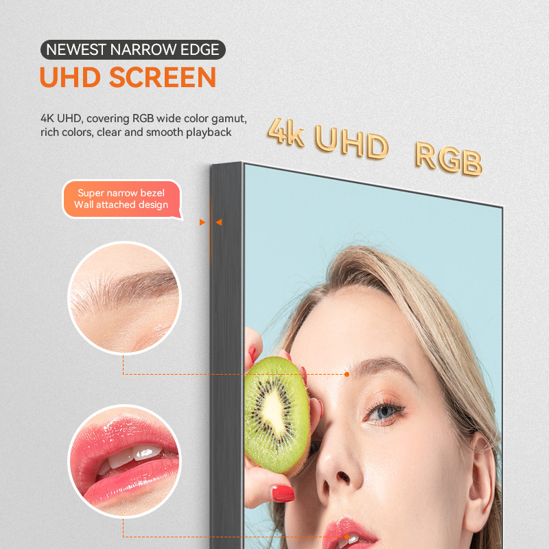Wall Mounted 43 Inch WiFi 1G+8G Frameless Advertising Pc Android Tablet App Control