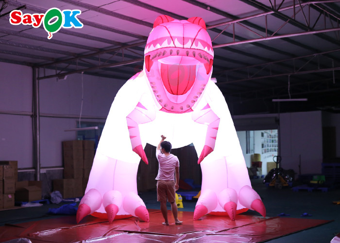 Pink 4m Inflatable Cartoon Characters Advertising Dinosaur Damp Proof