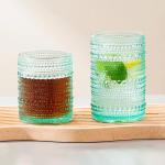 Hobnail Highball Beaded Drinking Glasses 15 Oz Green 430ml Vintage Old Fashioned