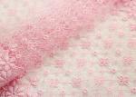 Fashion Pink Floral Embroidered Lace Trim With Chemical Poly Milk Silk For Women