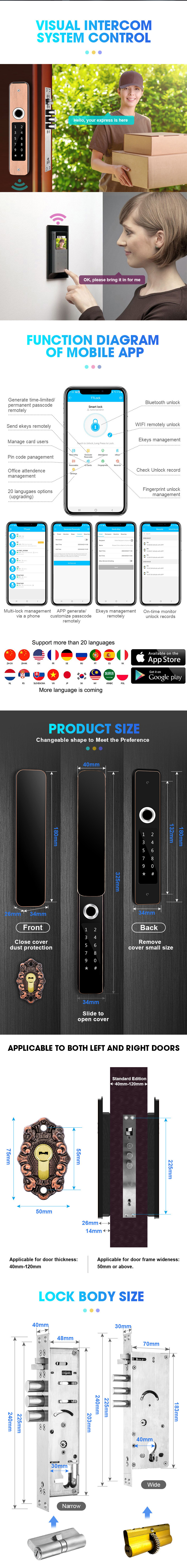 Automatic Double Sided Aluminum Art Door Waterproof Smart Locks