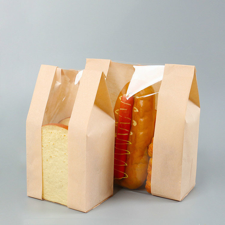 Custom Takeaway Brown Kraft Brown Paper Bread Bags For Sourdough Bread