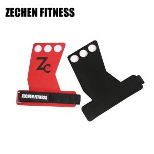 Quality WOD Crossfit Hand Grips 3hole Red Suede Microfiber Leather For Pull Ups Muscle Ups wholesale