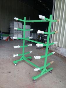 Quality OEM Double sided Movable Supermarket Display Rack with 4 Wheels Storage Handcart wholesale