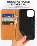 Leather wallet folding case Magnetic seal RFID blocking card slot holder Fully
