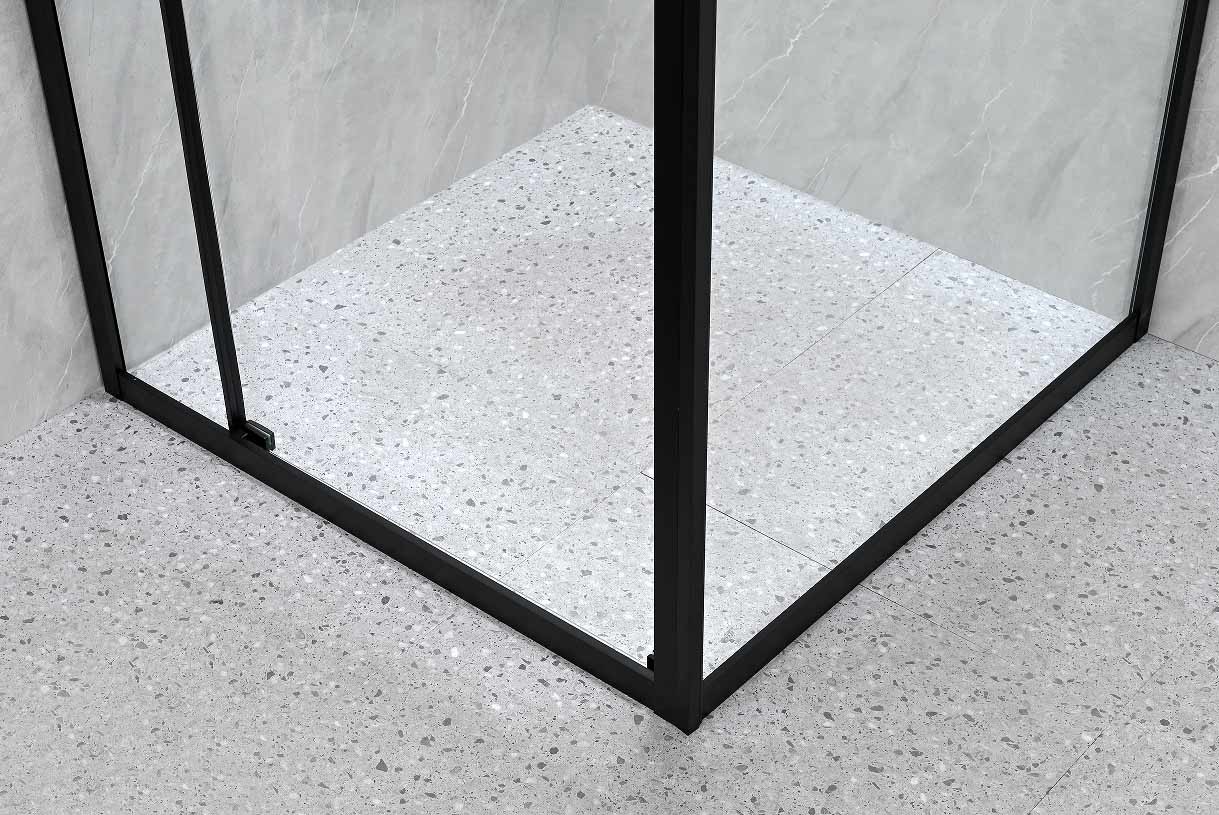 6/8mm Tempered Glass And Alum Frame Black Square Shower Enclosure Modern