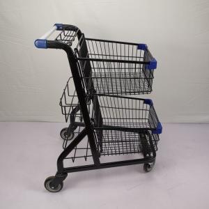 Quality Electrophoresis 80L Metal Shopping Trolley Lightweight With 3 Baskets 4&quot; PU Wheels wholesale