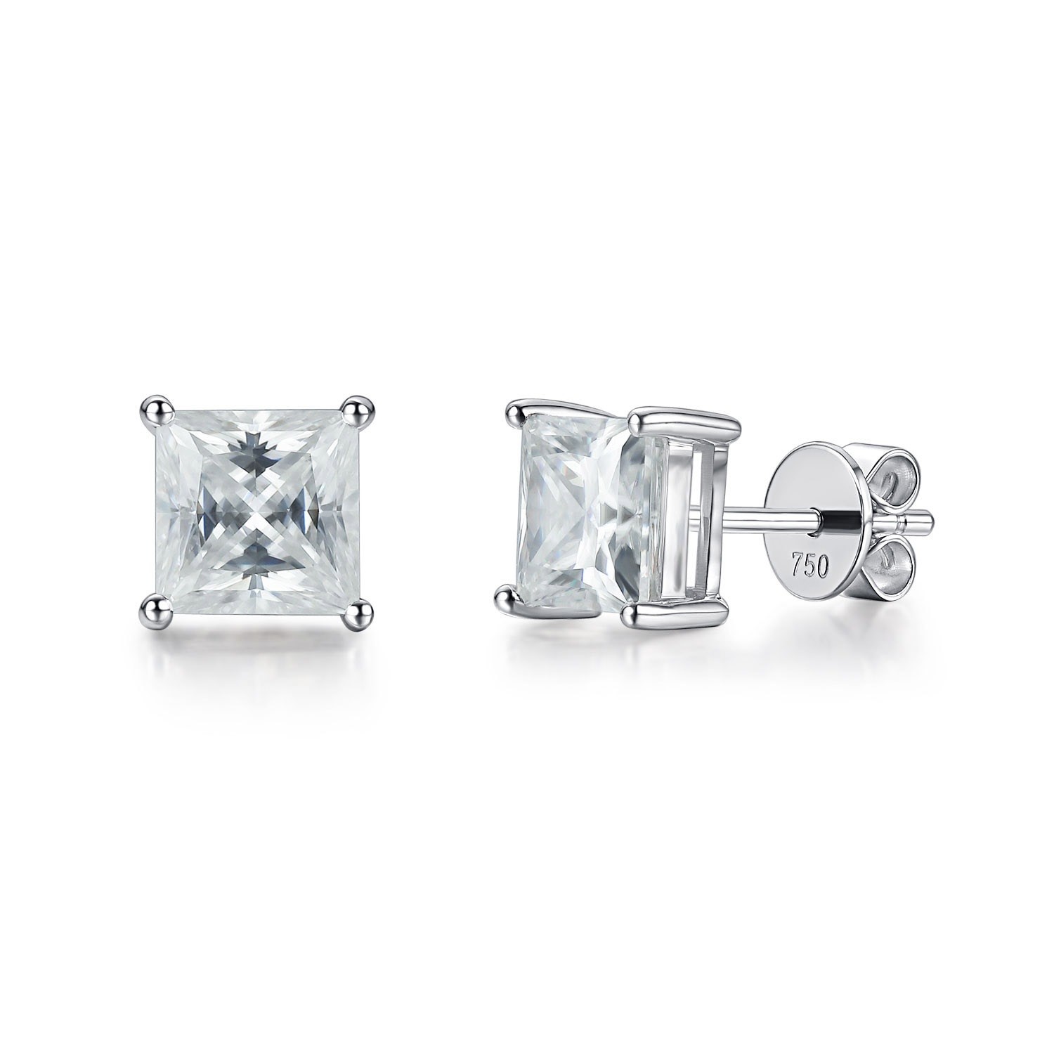 Cubic 18K Gold Moissanite Diamond Stud Earrings For Birthday Gift