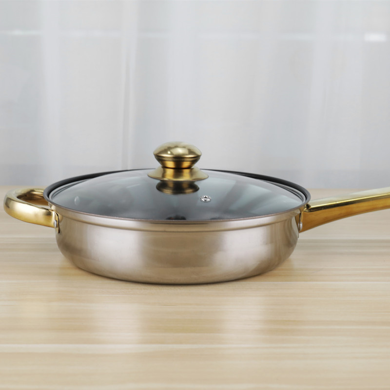 High Quality Kitchen Cooking Pot Set 12 Pcs Stainless Steel Cookware Set With Golden Handle