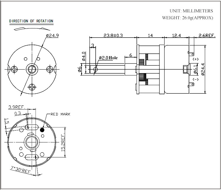 0.1W 1rpm Plastic DC Gear Motor 3.7V Micro Gearbox For Robot