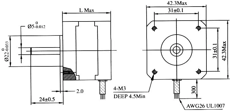 Nema 17 CNC Stepper Motor Dual Axis 78 Oz-In 48 Mm 1.8A