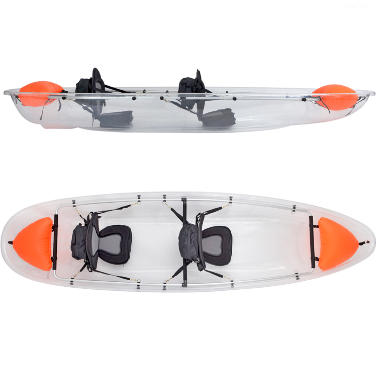 Hot sale Polycarbonate clear canoe with engine PC material transparent boats for sale