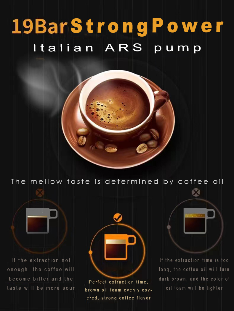 220V Voltage Home Espresso Coffee Maker with Automatic Power and Stainless Steel Tank