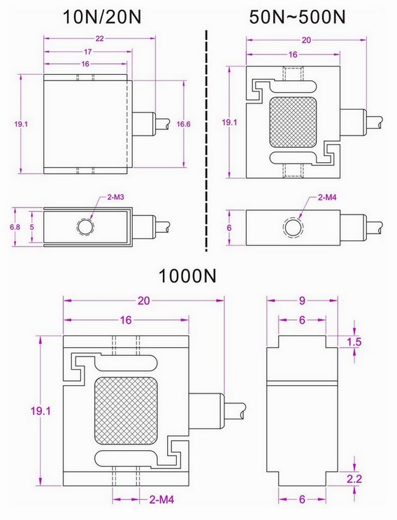 mini tension force sensor 20 lb