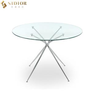 Quality SGS Customized Modern Round Glass Top Dining Table Set for coffee shop wholesale