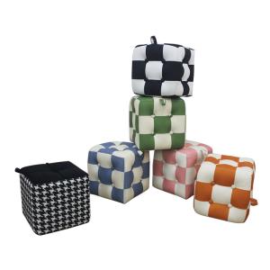 Quality Colorful Lattice Fabric Sponge Minor Chair Household Commercial PU Small Stool wholesale