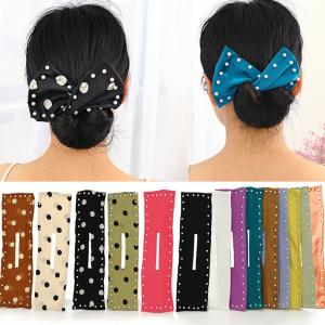 Quality Fabric Childrens Stretchy Hair Ties Wire Bow Twist Head Curler Magic Knotted Deft Bun wholesale