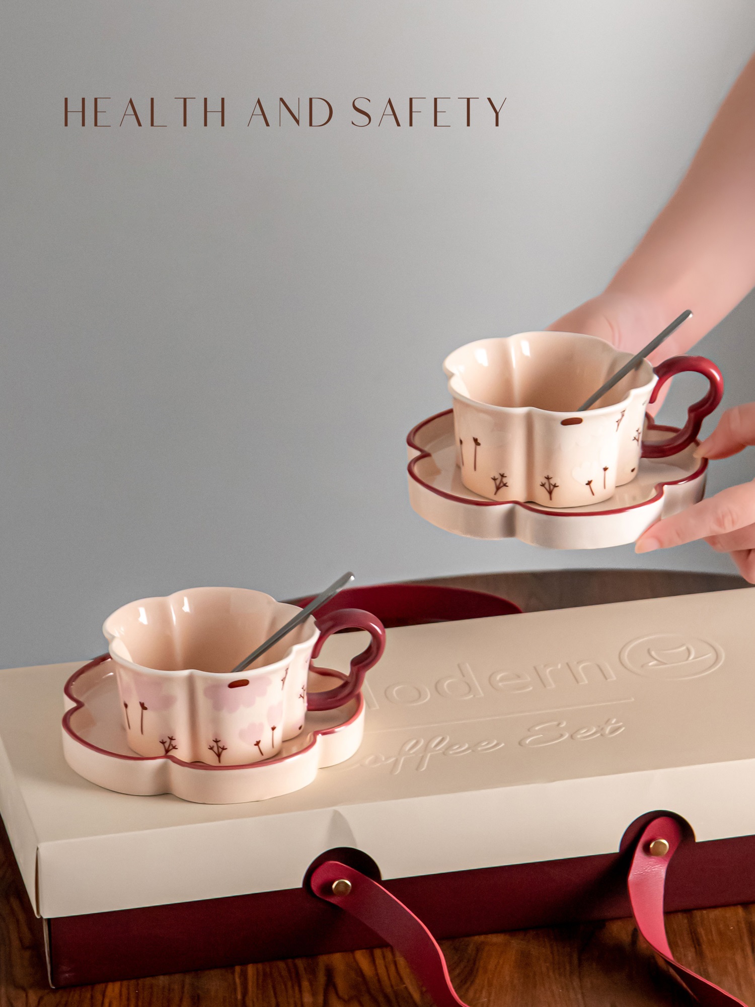 210ml Volume Fresh Style Exquisite Flower Shaped Cups And Saucers For End Coffee