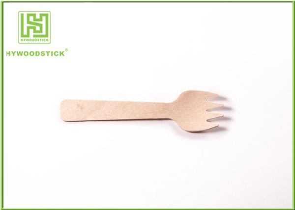 Eco Friendly Disposable Utensils Natural Small Wooden Forks 140mm For Bread /
