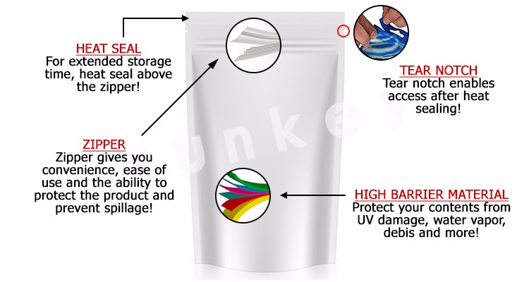 Heat Sealed Protein Powder Ziplockk Packaging Bag Snack Nuts Matte Stand Up Food Bag