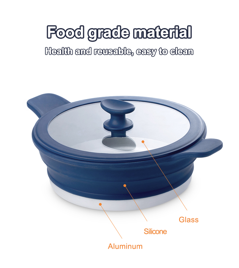 Customized Silicone Cooking Pot Collapsible Silicone Cookware Camping