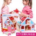 Mansion 38cm Wooden Doll House Toys Furniture Colored