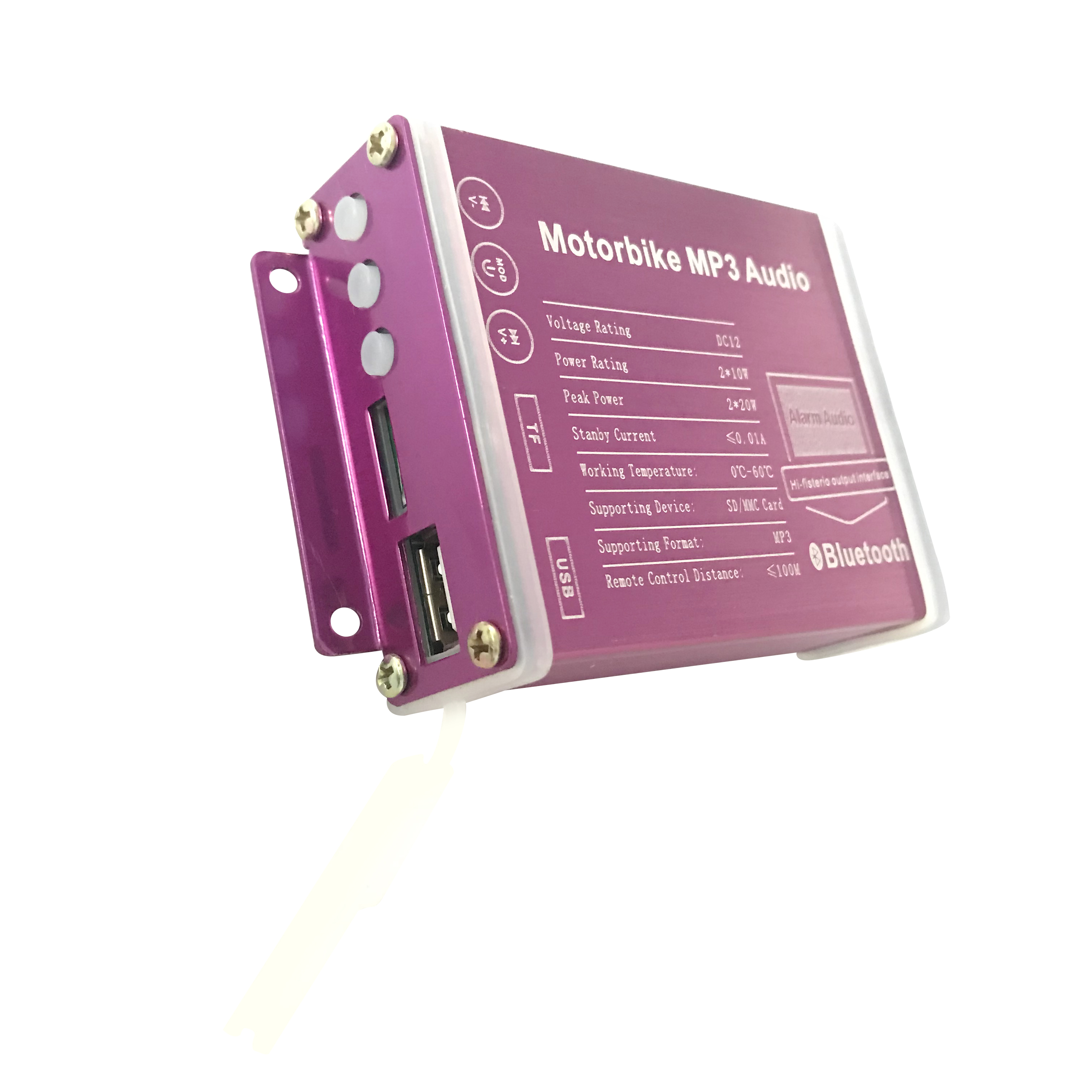 Waterproof 100M SD Card Motorcycle MP3 Player Aluminum Materilal