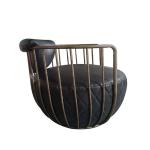 Distressed Vintage Caged Aviator Leather Chair Office Bar