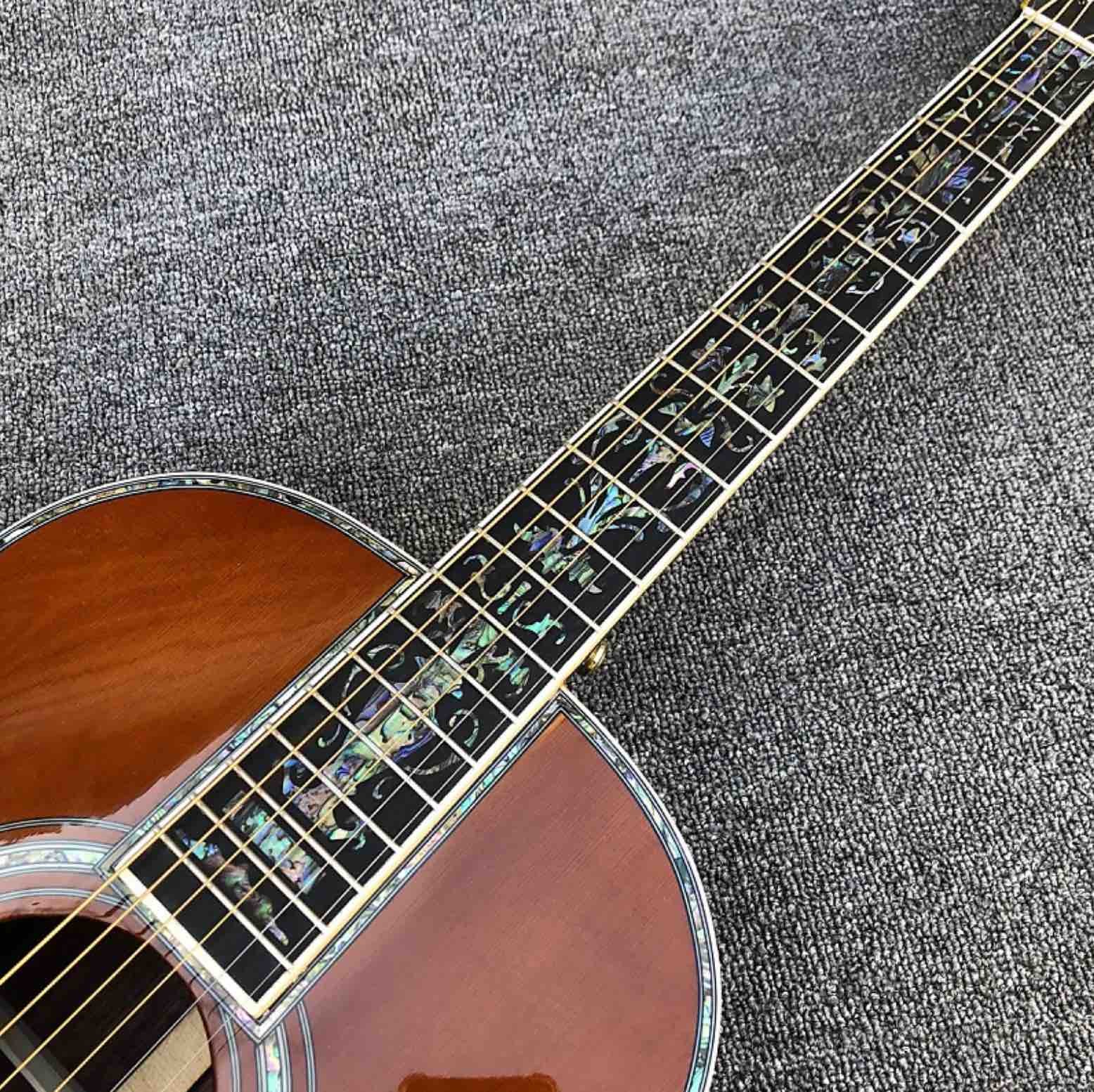 cedar top 00045 model acoustic guitar red pine 100% all real abalone acoustic electric guitar