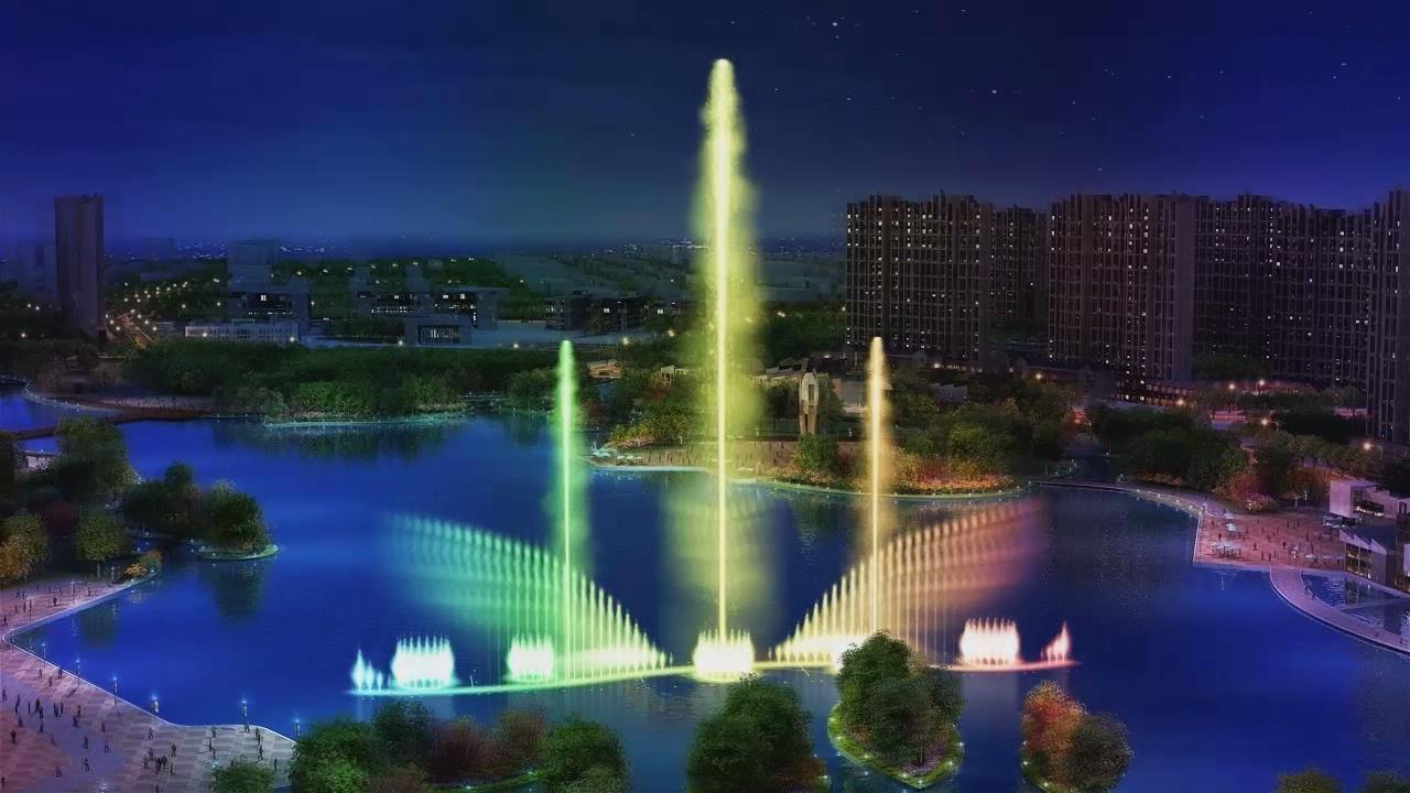 Multimedia floating shooting fountain