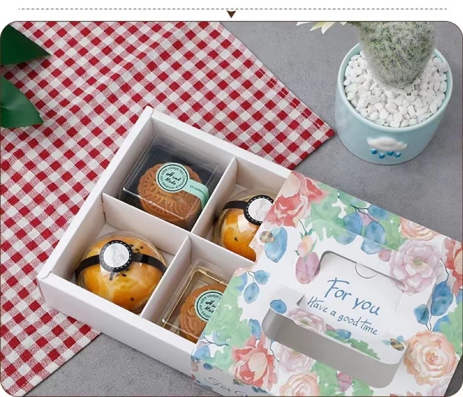 20x14x6cm Biodegradable Food Container Paper Box Mooncake Paper Box With Lid