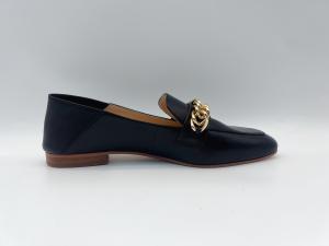 Quality Fashion Loafers Womens Flat Leather Shoes Custom With Metal Chain wholesale