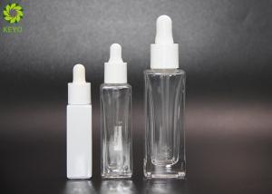 Quality 10ml 15ml 30ml Empty Cosmetic Square White Clear Frosted Glass Dropper Essential Oil Bottle wholesale