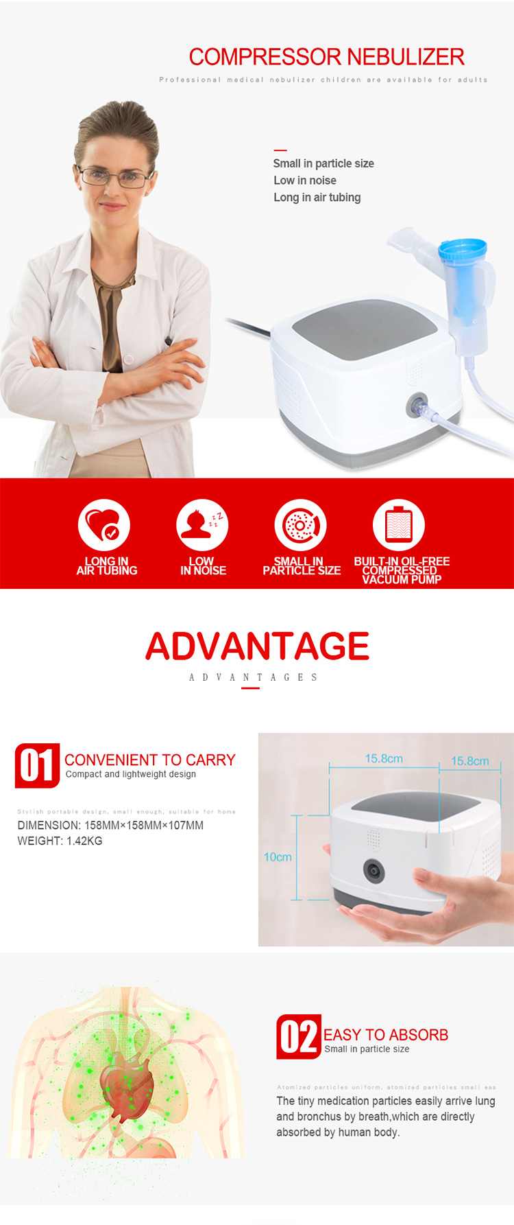 Quiet Medical Device Equipment Mini Compressor Nebulizer Machine