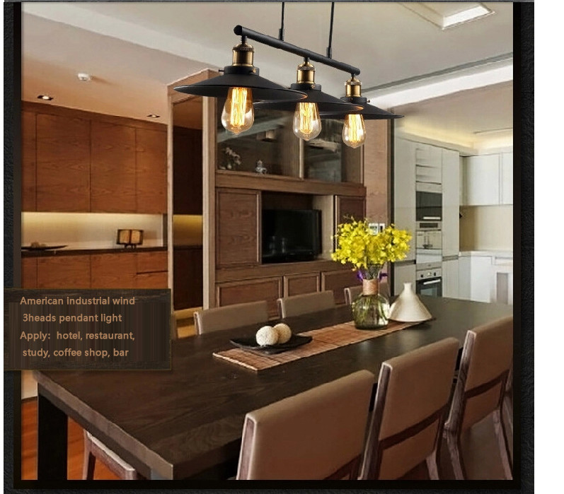 Retro Vintage Pully Pendant Lights Fixture Loft American Black Hanging Lamp(WH-VP-130)