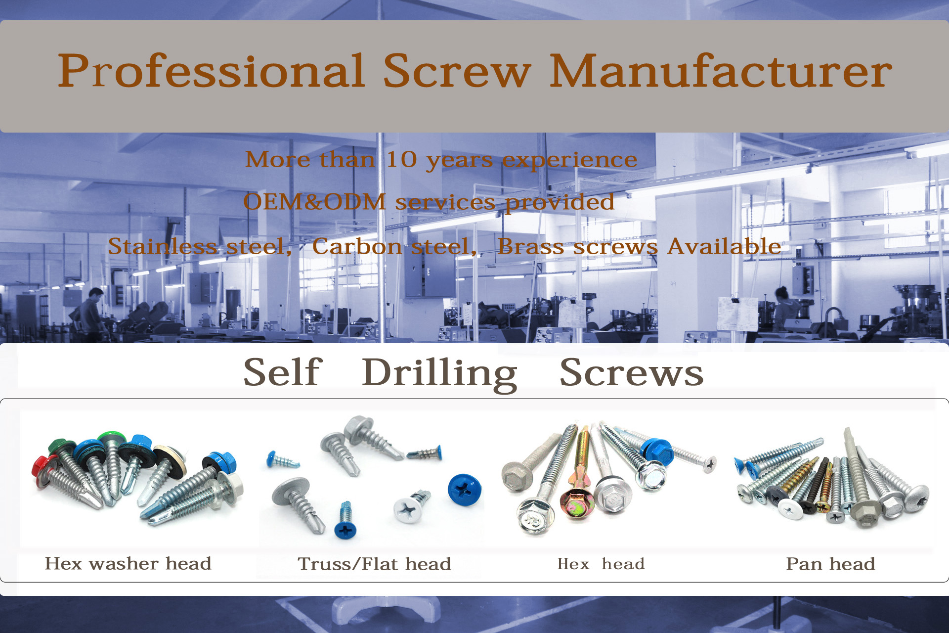 Metric Custom Cross Recessed Pan Wafer Head Self-Drilling Roof Screw with Yellow Finish