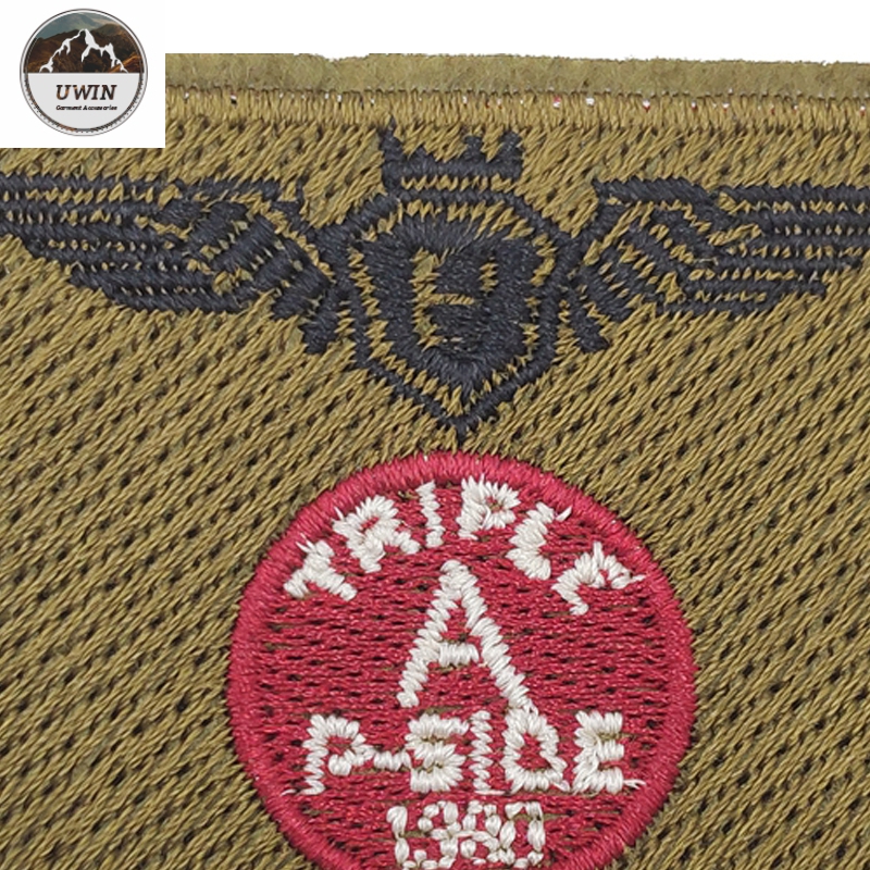 Army Green Custom Woven Patches / Iron On Uniform Patches Customized Logo