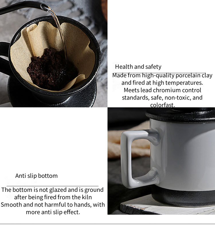 Ceramic Porcelain Coffee Cup European Classic Design Pour over Coffee Dripper Set with Mug