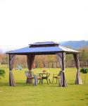 Hardtop Gazebo Roof Pavilion Aluminium Gazebo 3x3x2.7M Outdoor Garden