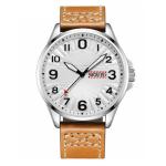 Double Calendar Alloy Quartz Wrist Watch 45mm Dial PU Chronograph