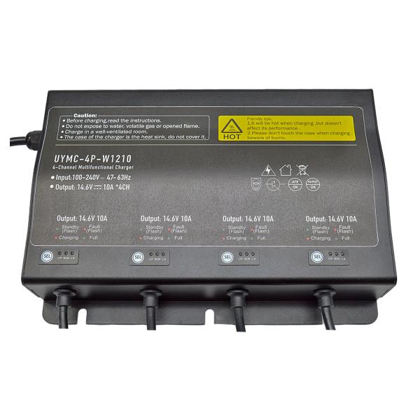 672W Lithium Ion Battery Charger Adjustable 12V 10A 4 Bank 4 Channel Waterproof