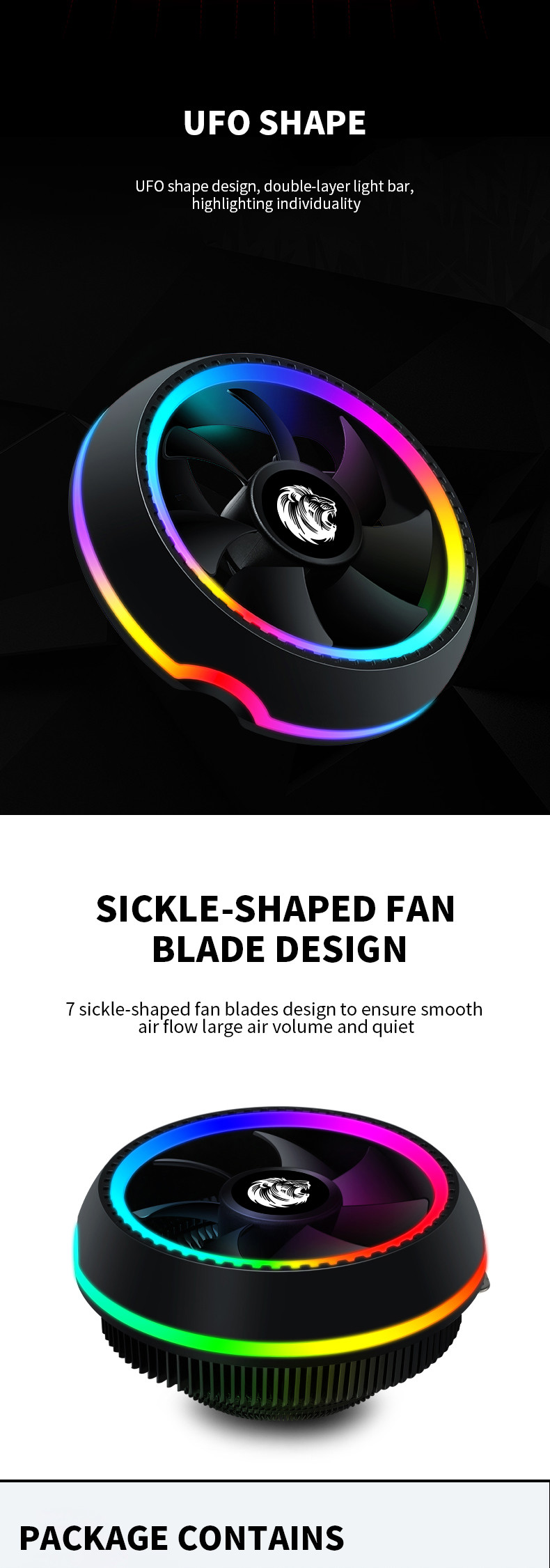 Taifast CPU Cooler Fans Air UFO Colorful 2900rpm 12v Computer Cooling Fan RGB