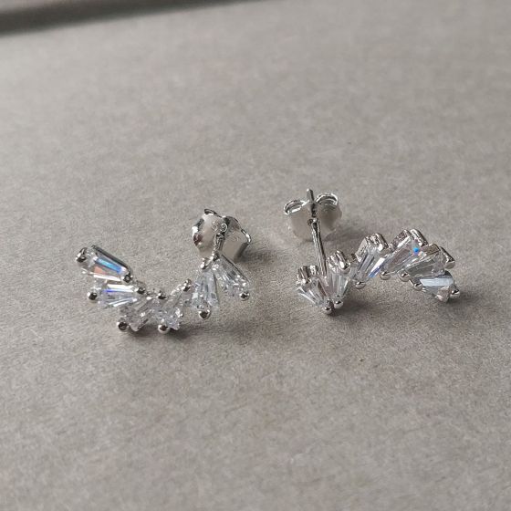 Zirconia Ear Studs for Women's Vermeil Jewelry Iced Out Earrings