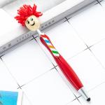 Cute Cartoon Plastic Ball Pen Doll Head Touchscreen Ballpoint Pens Kids Gift